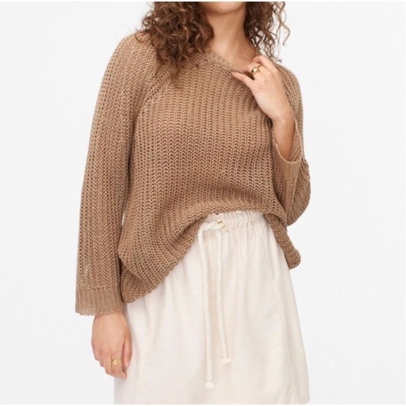 J Crew Tan Open Weave Relaxed Fit Linen Beach Sweater Size XSmall - Picture 13 of 13
